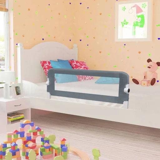 Barandilla de Seguridad Cama de Niño Poliéster Gris 102x42 cm