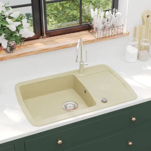 Fregadero de Cocina de Granito Con un Seno Beige