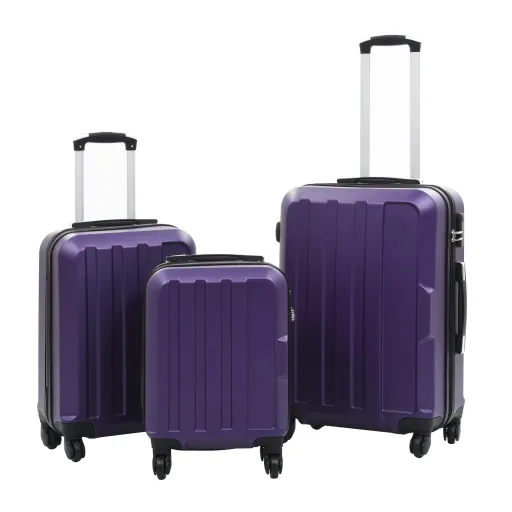 Juego de Maletas Rígidas de Ruedas Trolley 3 Pzas Moradas ABS