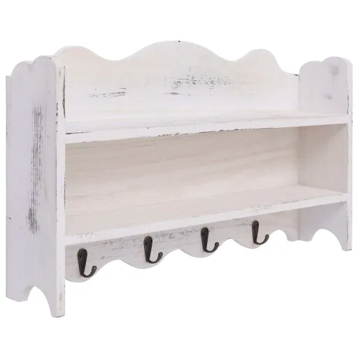 Perchero de Pared de Madera Blanco 50x10x30 cm