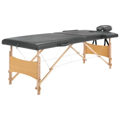Camilla de Masaje 2 Zonas Estructura Madera Antracita 186x68 cm