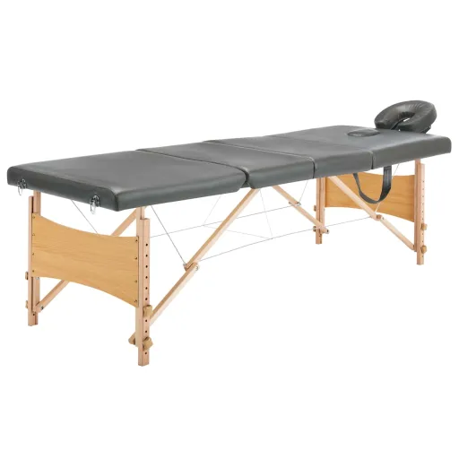 Camilla de Masaje 4 Zonas Estructura Madera Antracita 186x68 cm