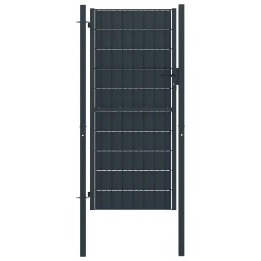 Puerta de Valla de PVC y Acero 100 x 124 cm Antracita