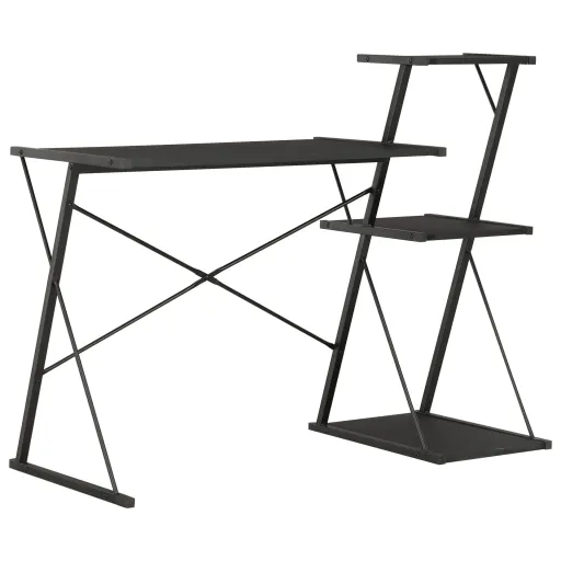Escritorio Con Estantería Negro 116x50x93 cm