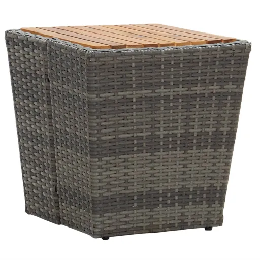 Mesa de Centro Ratán PE y Madera de Acacia Gris 41,5x41,5x43 cm