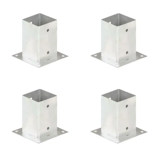 Anclajes Para Postes 4 Unidades Metal Galvanizados 91 mm