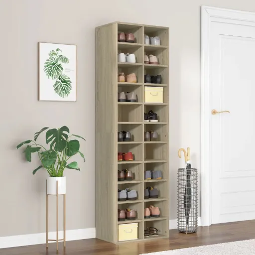 Mueble Zapatero de Madera Contrachapada Color Roble 54x34x183cm