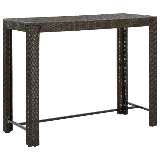 Mesa Alta de Jardín Ratán Sintético Marrón 140,5x60,5x110,5 cm