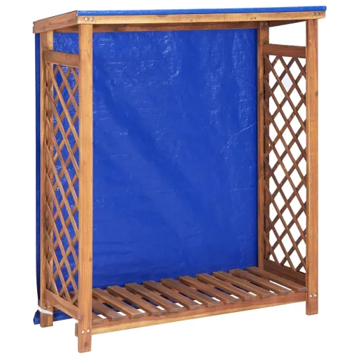 Caseta Para Leña Madera Maciza de Acacia 105x38x115 cm