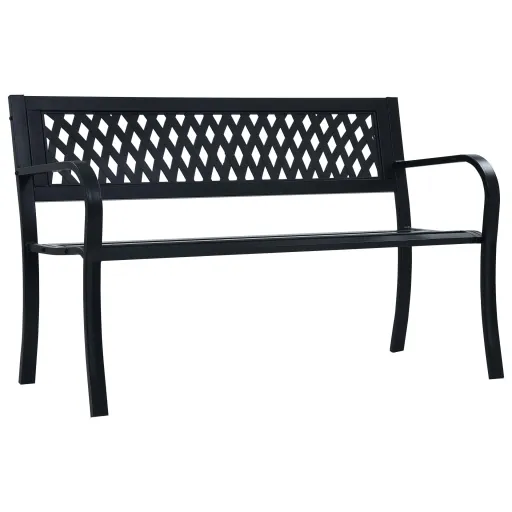 Banco de Jardín Acero Negro 125 cm