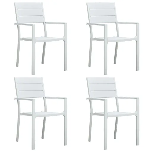 Sillas de Jardín 4 Unidades HDPE Aspecto de Madera Blanco
