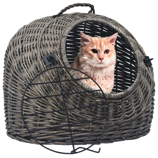 Transportín Para Gatos Sauce Natural Gris 45x35x35 cm