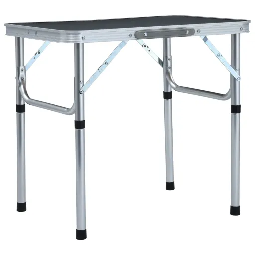 Mesa de Camping Plegable Aluminio Gris 60x45 cm
