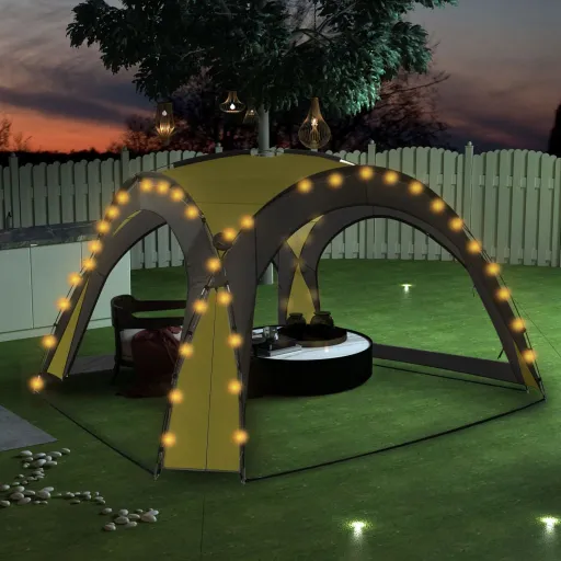 Carpa de Fiesta Con LED 4 Paredes Laterales Verde 3,6x3,6x2,3 m