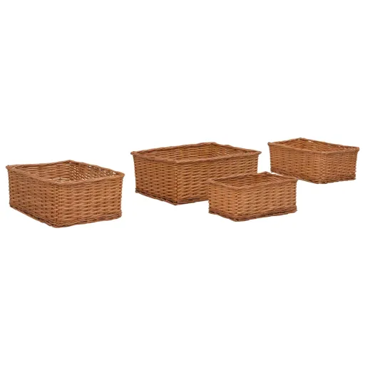 Juego de Cestas Apilables 4 Piezas Sauce Marrón