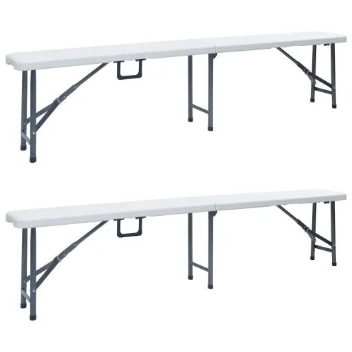 Bancos de Jardín Plegables 2 Unidades 180 cm HDE Blanco