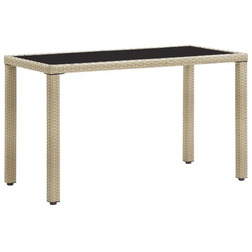 Mesa de Jardín de Ratán Sintético Beige 123x60x74 cm