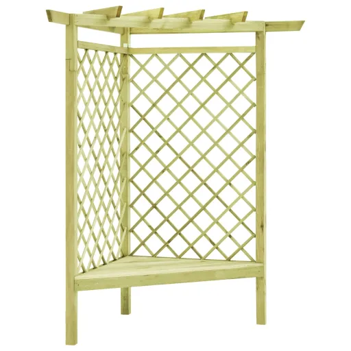 Pérgola Esquina y Asiento Madera Pino Impregnada 130x130x197 cm