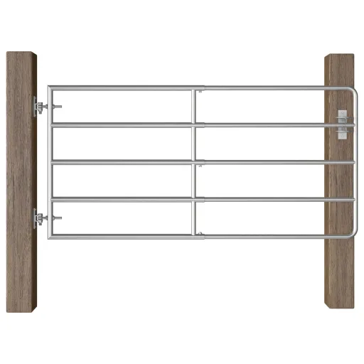 Cancela de 5 Barras Para Campo Acero Plateado (95-170)X90 cm