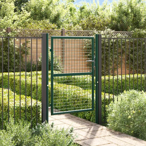 Puerta de Valla de Acero 100 x 125 cm Verde