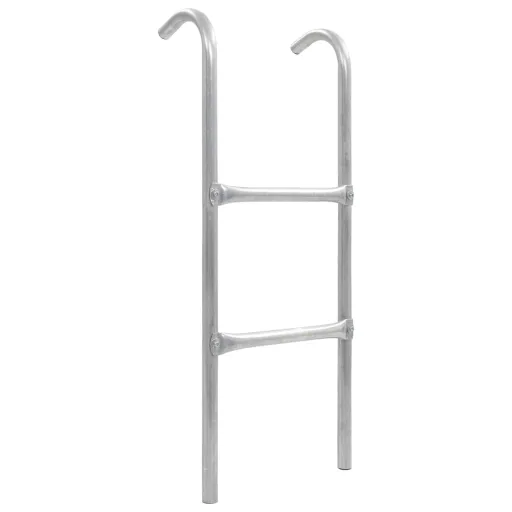 Escalera de Cama Elástica de 2 Peldaños Acero Plateado 72 cm (Apto Para 65 cm de Alto)