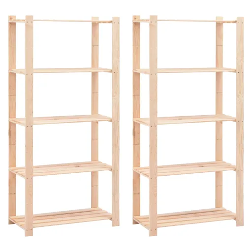 Estantería 5 Niveles 2 Unidades Madera Pino Maciza 250 kg