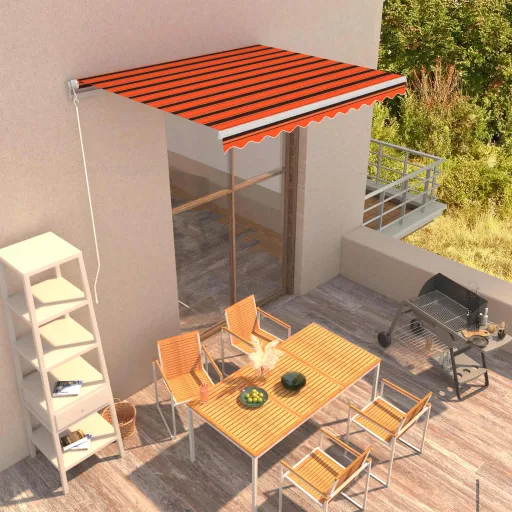 Toldo Manual Retráctil Naranja y Marrón 300x250 cm