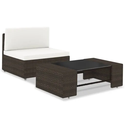 Juego de Muebles de Jardín 2 Piezas Ratán Sintético Marrón