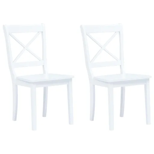 Sillas de Comedor 2 Unidades Madera Maciza de Caucho Blanco