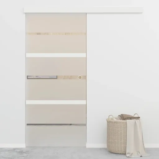 Puerta Corredera Con Tope Suave Vidrio ESG y Aluminio 90x205 cm