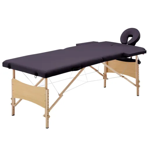 Camilla de Masaje Plegable 2 Zonas Madera Morado