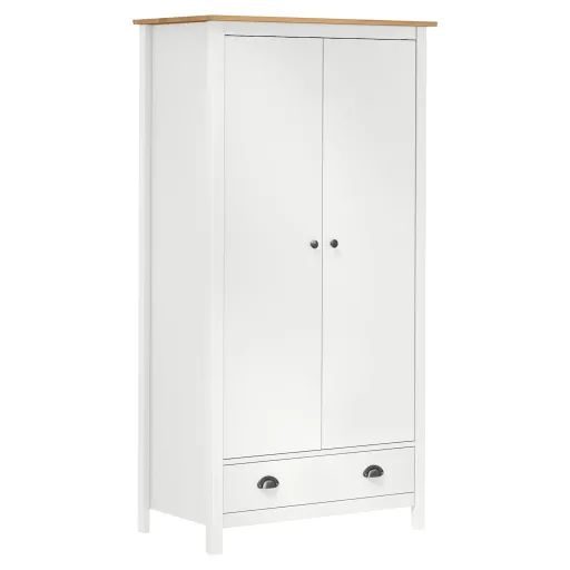 Armario de 2 Puertas Hill Madera Maciza Pino Blanco 89x50x170cm