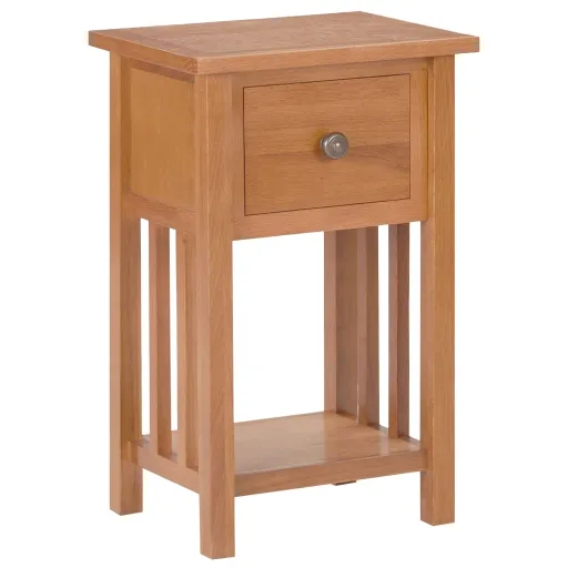 Mesa Revistero Con Cajón Madera Maciza de Roble 35x27x55 cm