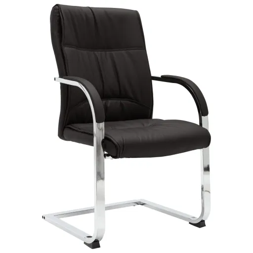Silla de Oficina Voladiza de Cuero Sintético Negra