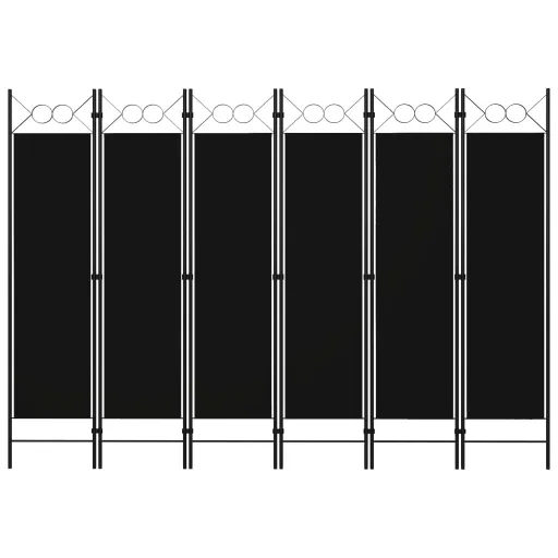 Biombo Divisor de 6 Paneles Negro 240x180 cm