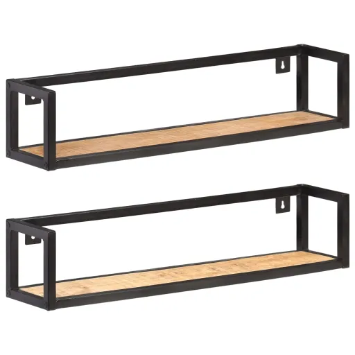 Estantes de Pared 2 Unidades 80 cm Madera de Mango Rugosa