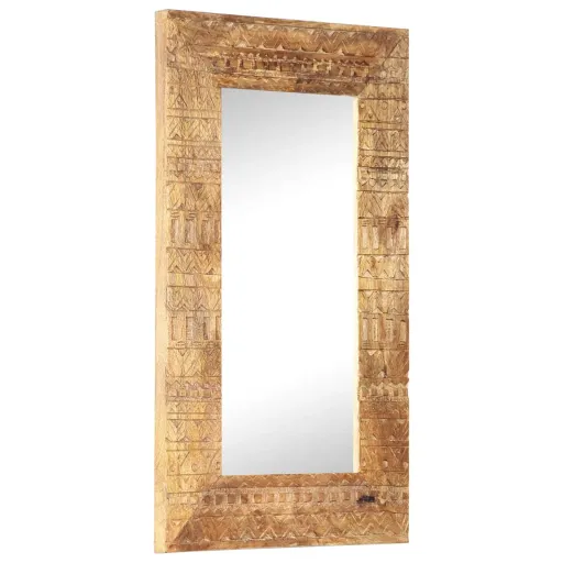 Espejo Tallado a Mano Madera Maciza de Mango 80x50x2,5 cm