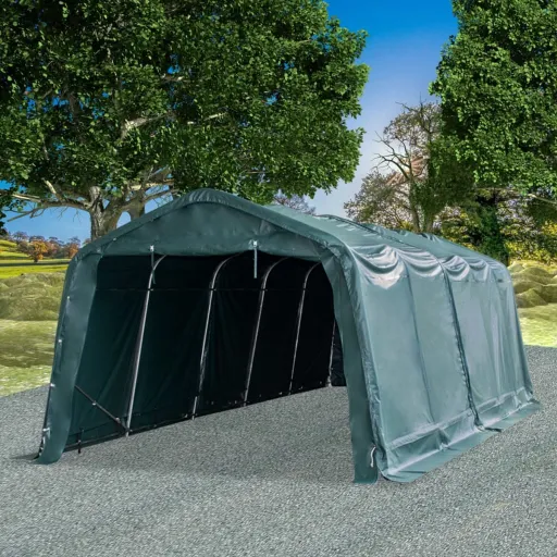 Carpa Para Ganado Desmontable PVC Verde Oscuro 550 g/m² 3,3x8 m