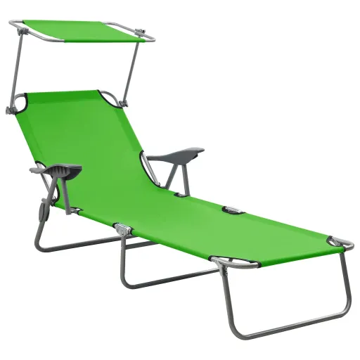 Tumbona Con Toldo de Acero Verde