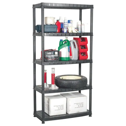 Estante de Almacenaje 5 Niveles Negro Plástico 91,5x45,7x185 cm