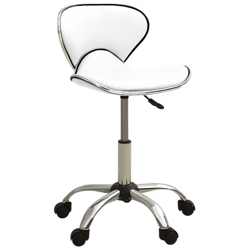 Taburete de Salón de Belleza de Cuero Sintético Blanco