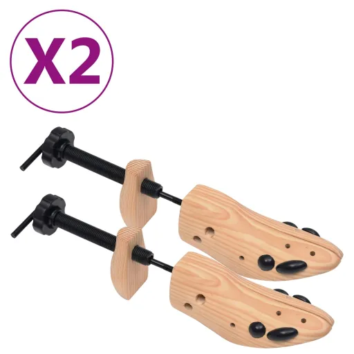 Hormas de Zapato 2 Pares Madera Maciza de Pino Número 36-40