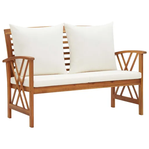 Banco de Jardín Con Cojines 119 cm Madera Maciza de Acacia