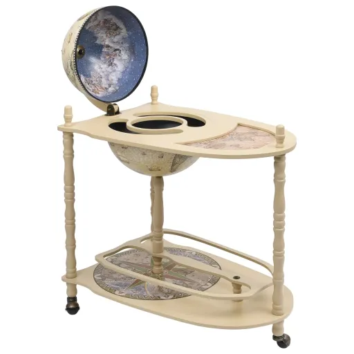 Mueble Bar Soporte de Pie Bola Del Mundo Madera Eucalipto Verde