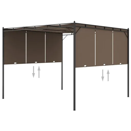 Cenador de Jardín Con Cortina Lateral Gris Taupe 3x3x2,25 m