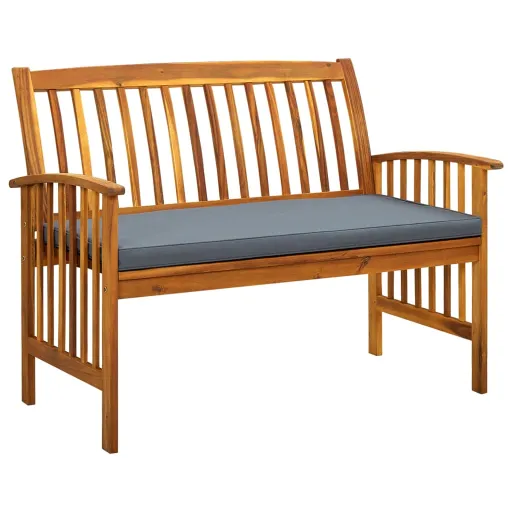 Banco de Jardín Con Cojines 119 cm Madera Maciza de Acacia