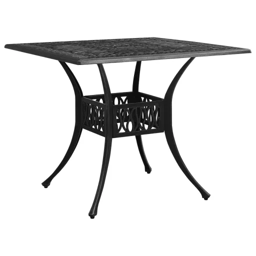 Mesa de Jardín Aluminio Fundido Negro 90x90x73 cm