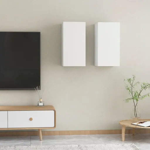 Muebles Para TV 2 Uds Madera Contrachapada Blanco 30,5x30x60 cm