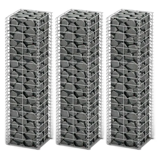 Cestas de Muro de Gaviones Alambre Galvanizado 25x25x100 3 Uds
