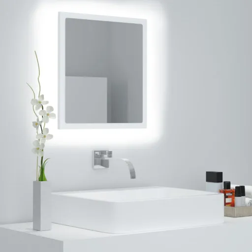 Espejo de Baño LED Acrílico Blanco 40x8,5x37 cm